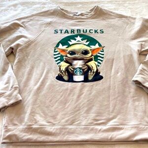 Sheshow Sweatshirt Baby Yoda W/Starbucks Size Large